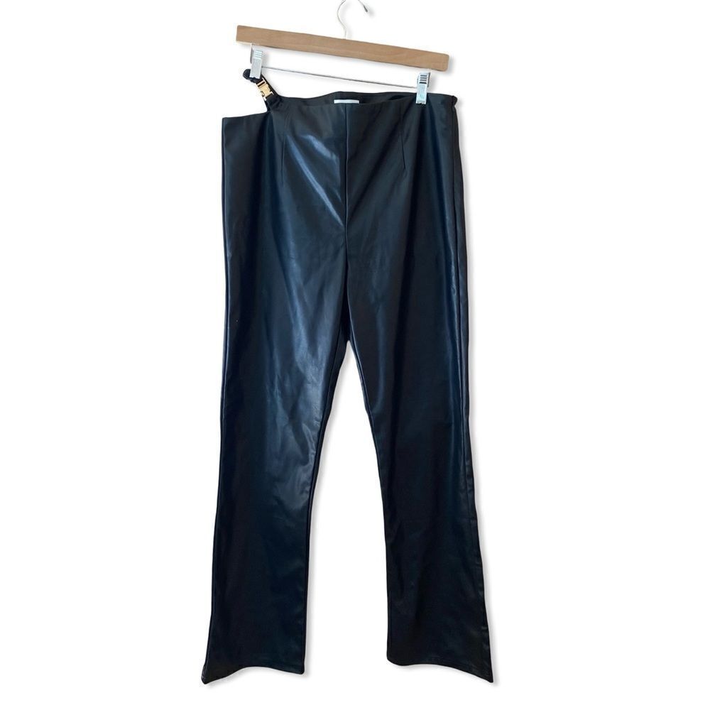 NWT Superdown kaitlyn faux leather pants black flares cut out Revolve L - Picture 6 of 10